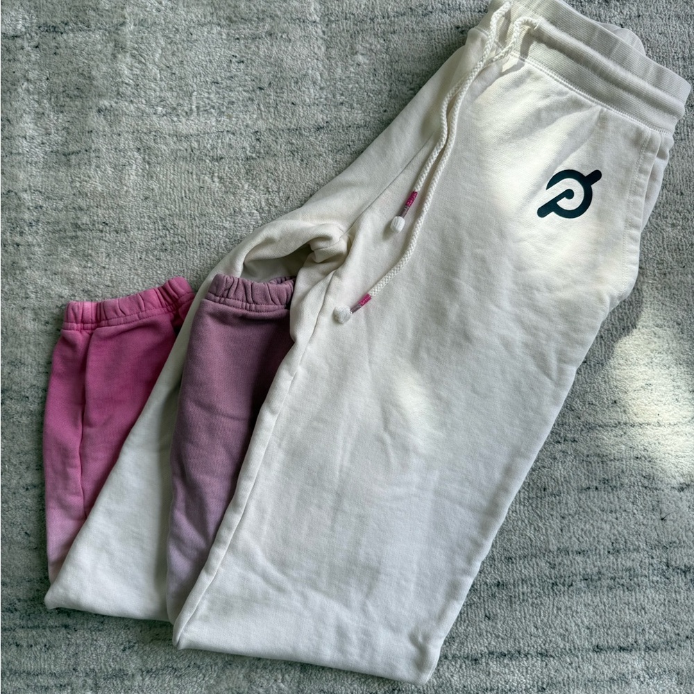 PELOTON Ombre Cotton Jogger  White Pink Purple Sweatpants Lounge Sz XS